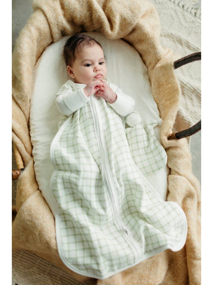 Under the Nile – wholesale Sovsäck - Baby – Muslin Sömnsäck - Window Pane Sage3