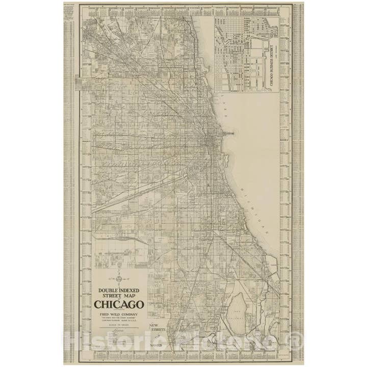 1920 Dubbelindexerad Gatukarta Över Chicago, Illinois för wholesale av Historic Pictoric