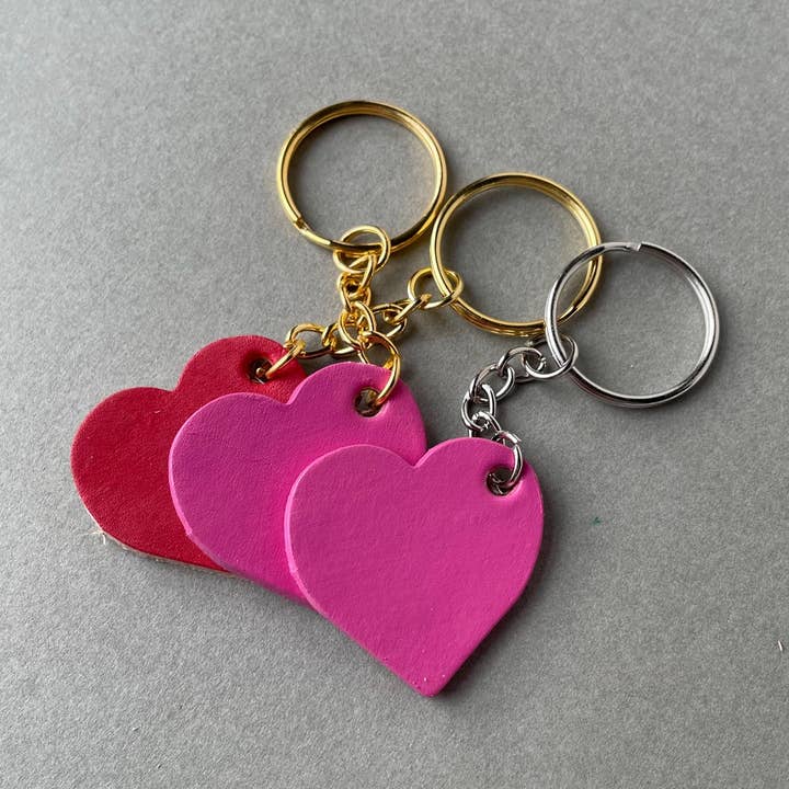 Leather Heart Keyring Bag Charm for Anniversaries & Gifts for wholesale by Blackbird Leather