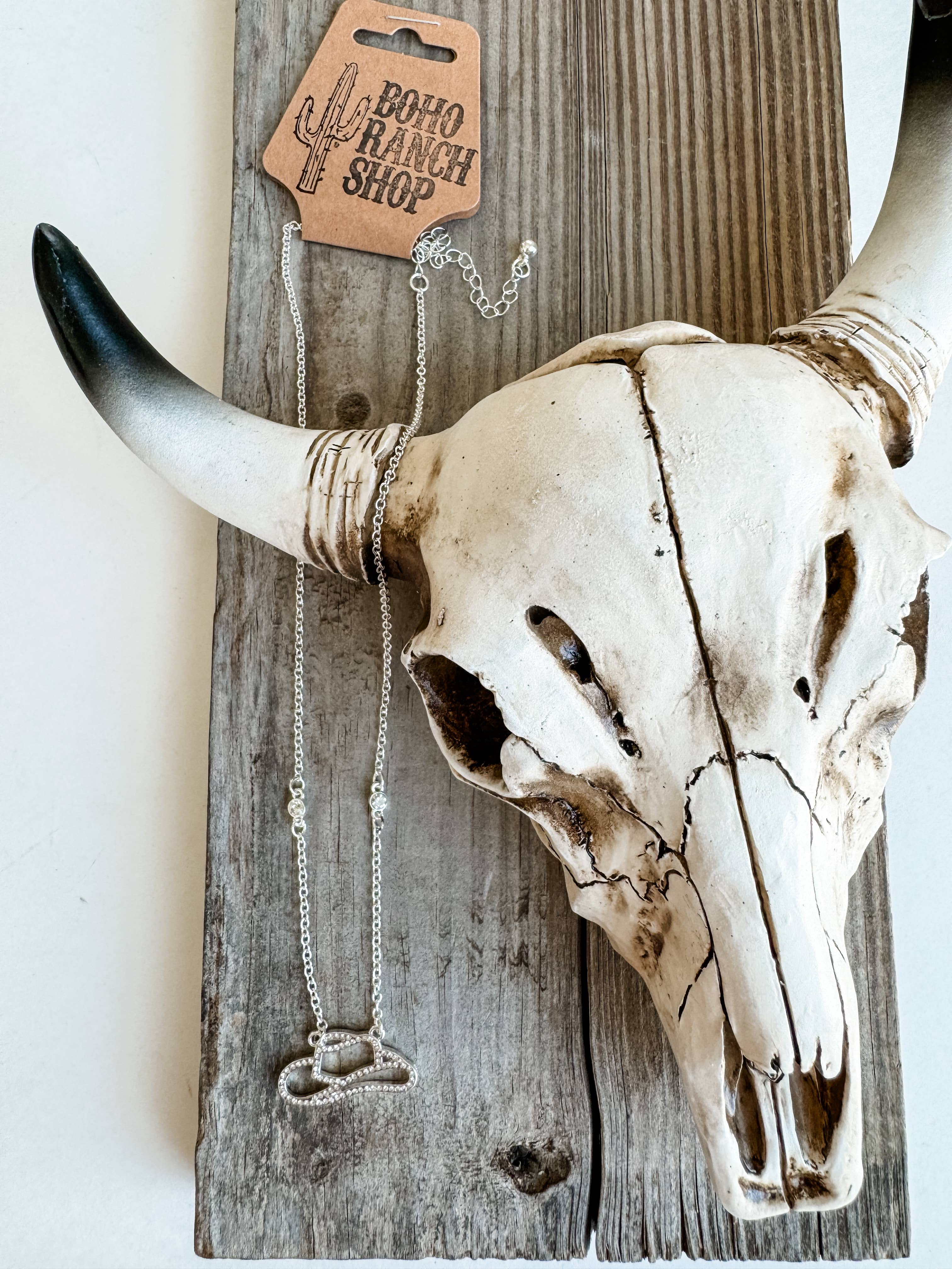 Boho Ranch Shop - Vente Colliers à pendentif - Collier Western Dainty en argent doré - bottes de cowboy, chapeau, nœud5