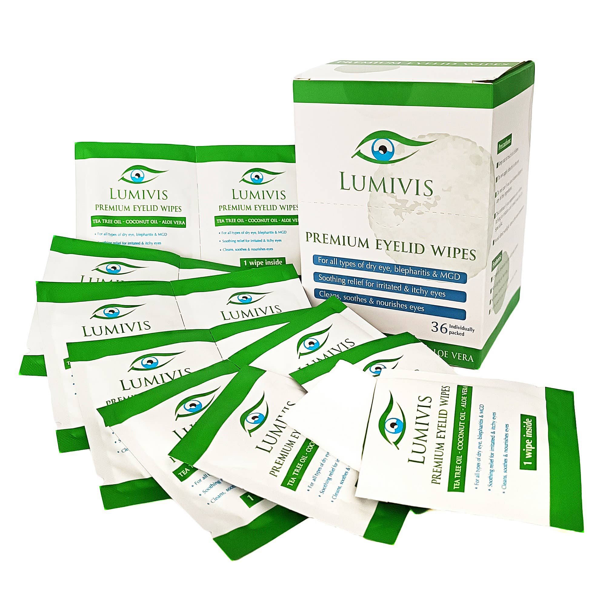 Lumivis – wholesale Face & body wipes – Lumivis Eyelid & Eyelash Wipes with Tea Tree Oil 36 Pieces8