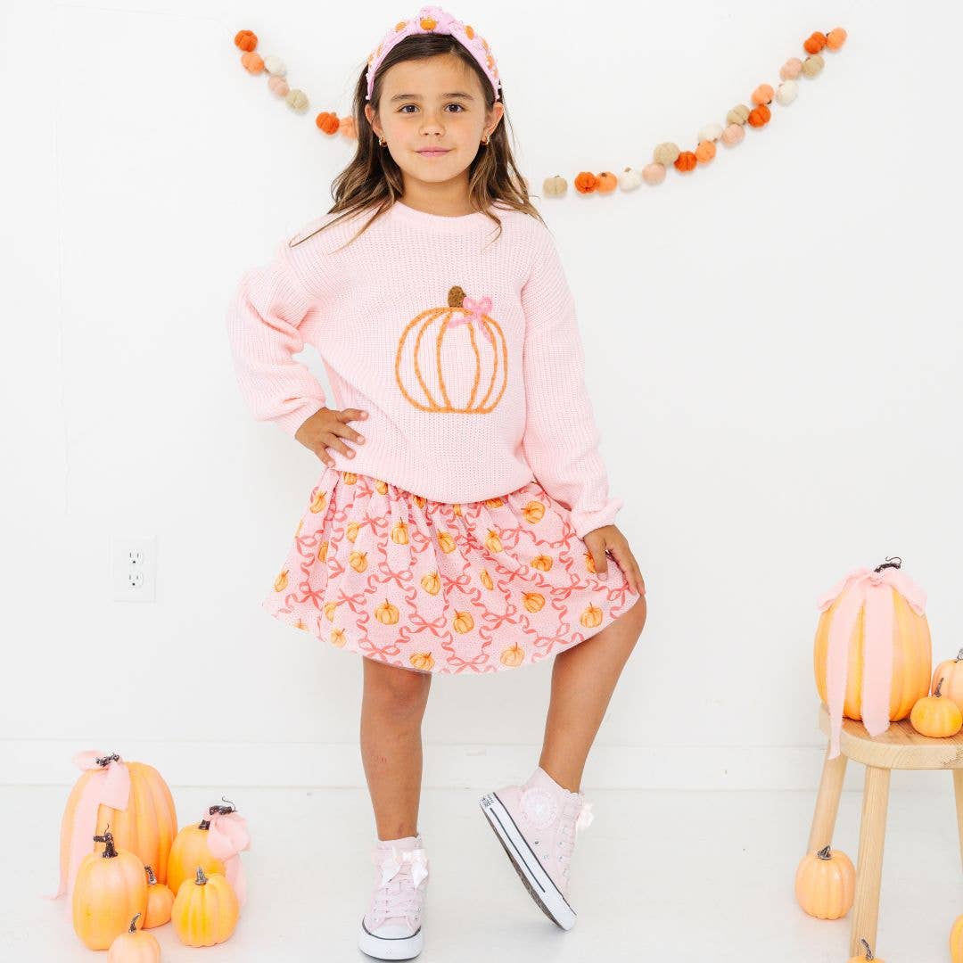 Sweet Wink - Vendita all'ingrosso Maglione tricot - Bambini - Maglione a Maglia Zucca Civettuola - Abbigliamento Bambina - Autunno1