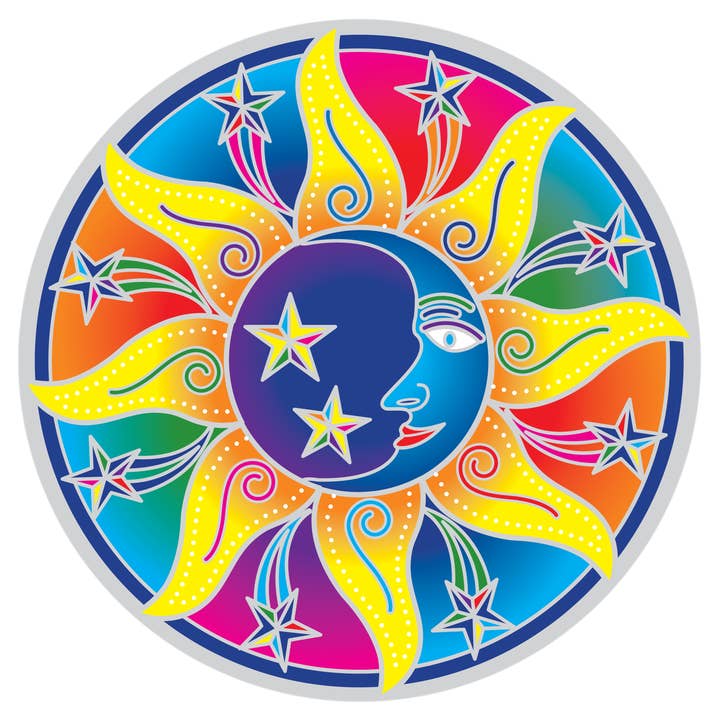 Sunseal, Soleil, Lune, Étoile, Mandala pour la vente par Illumination Mandalas