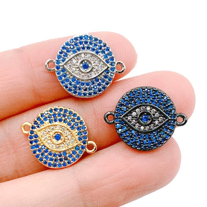 Evil Eye Blue CZ Pave Gold-Filled Pendant Charm for wholesale by Beads Creation