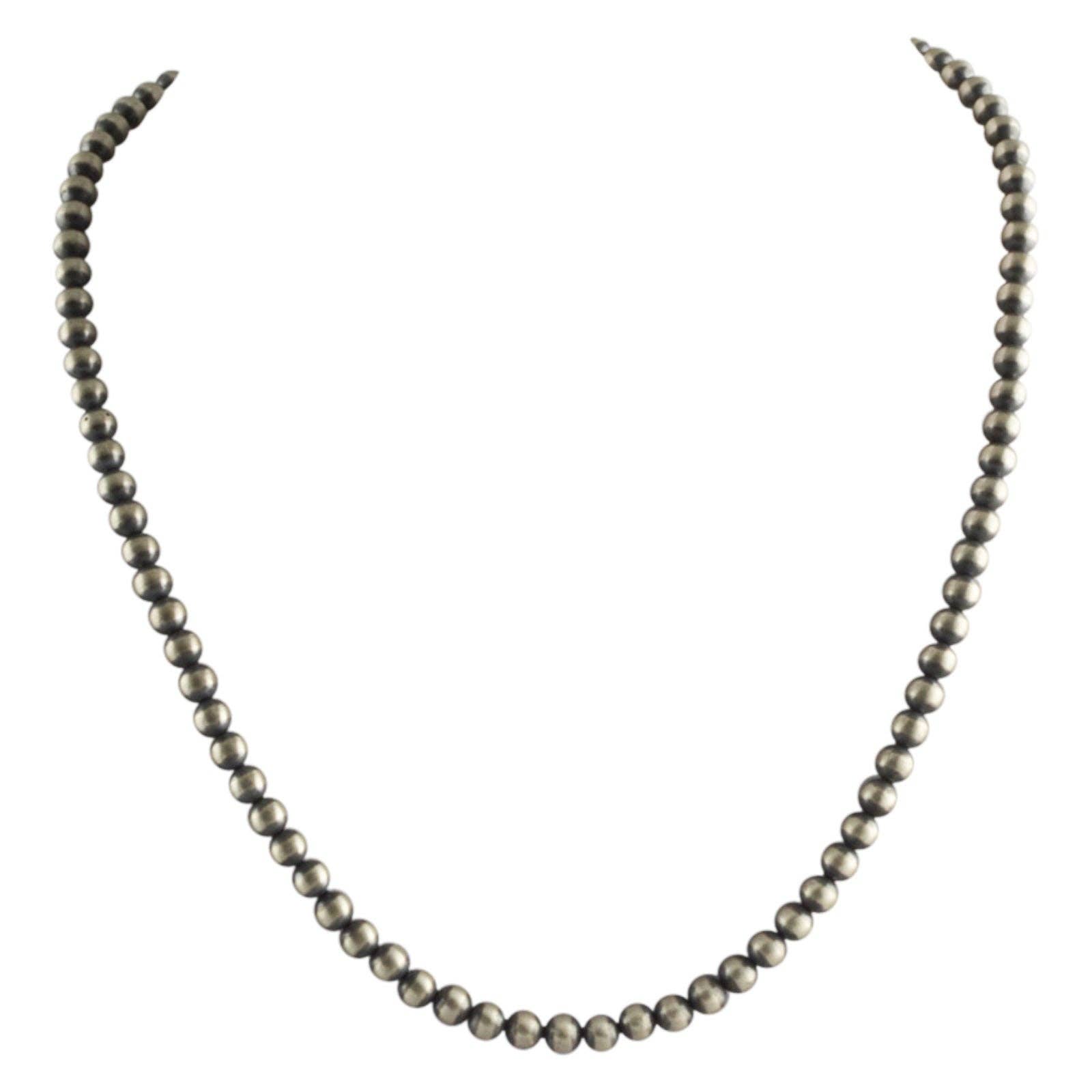 Select Lines - Vendita all'ingrosso Collane di perline/perle - Collana con perle Navajo ossidate rotonde da 5 mm in argento sterling, disponibile da 35,6 cm a 152,4 cm1