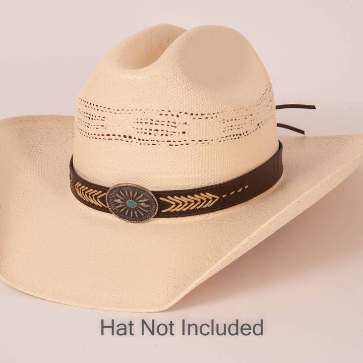American Hat Makers - Wholesale Bandana - Unisex - Western Concho Hat Band - Style Ottawa Brown5
