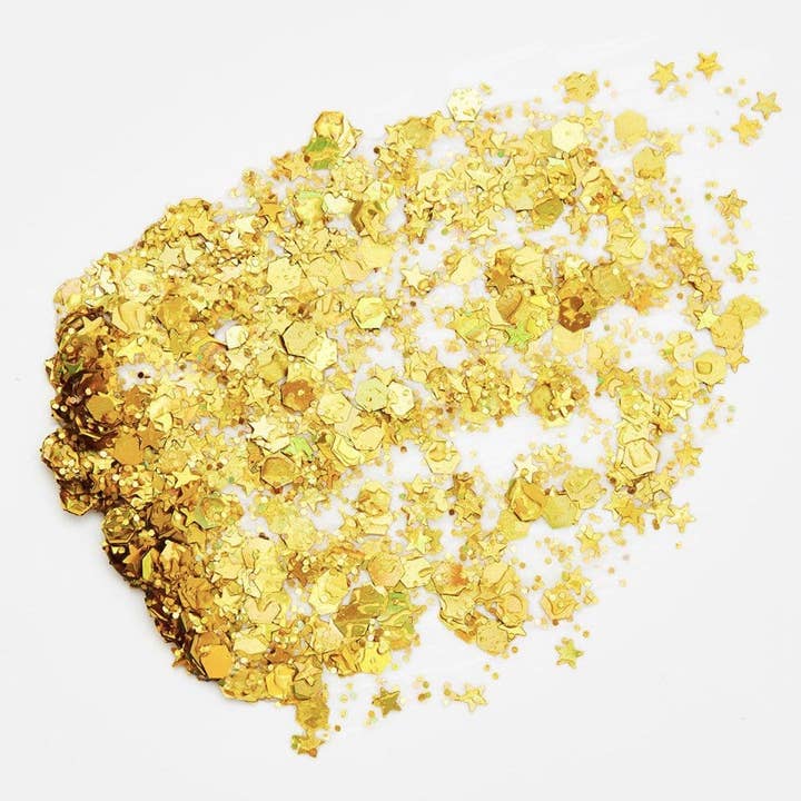 Gold 24 Karat Cosmetic Glitter Glitz Grenade Keychain in Aloe Gel for wholesale on Faire