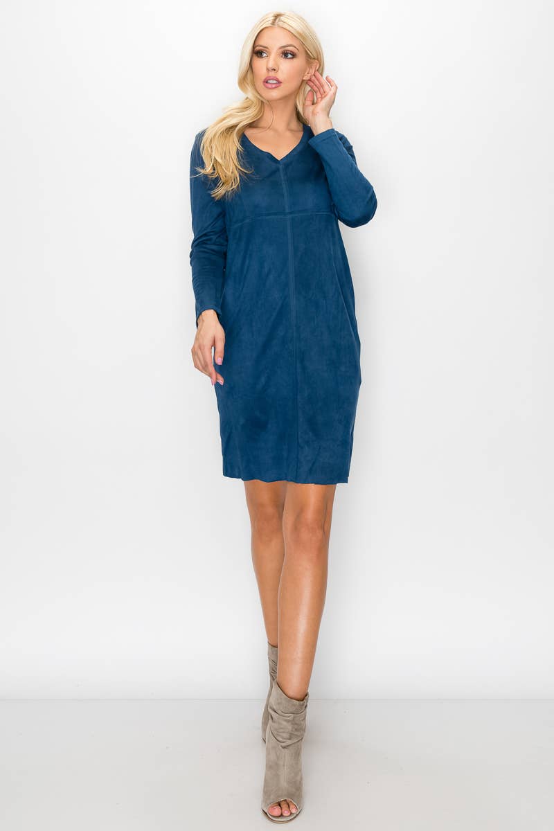 Joh Apparel – Vestido - Mulher por atacado – Vestido Aurora Stretch Camurça com Decote em V SEM Bolsos4