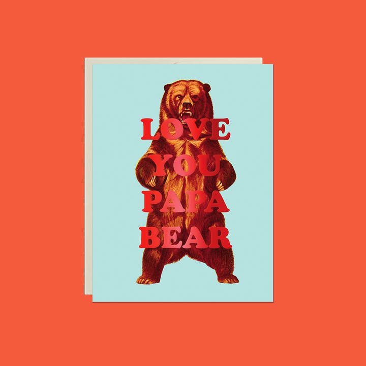 Love You Papa Bear Card – Foil Father’s Day Greeting for wholesale by Lucky Goods Paper