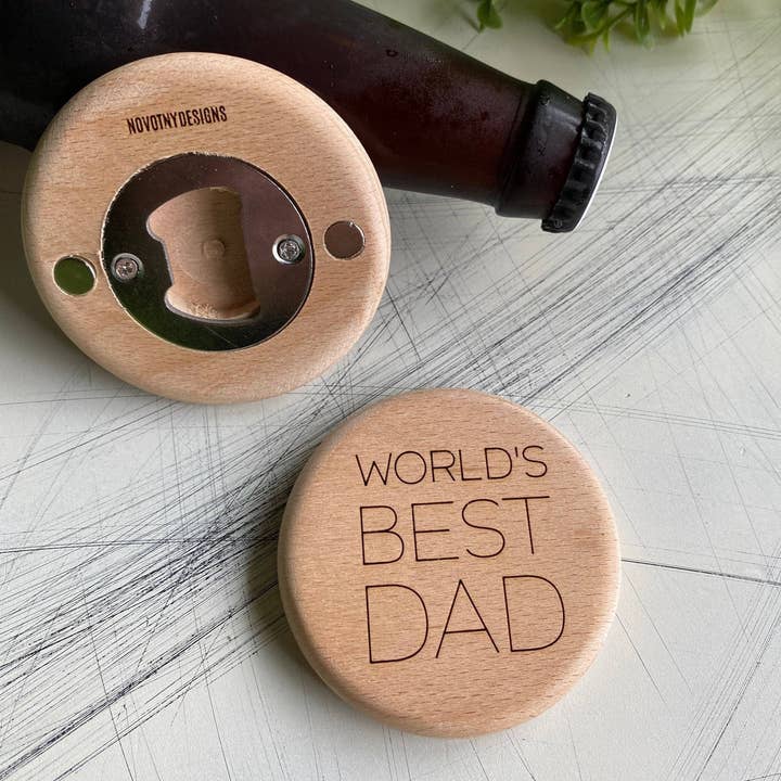 World's Best Dad - ouvre-bouteille magnétique en bois pour la vente par Ccrafts Crafty Creations
