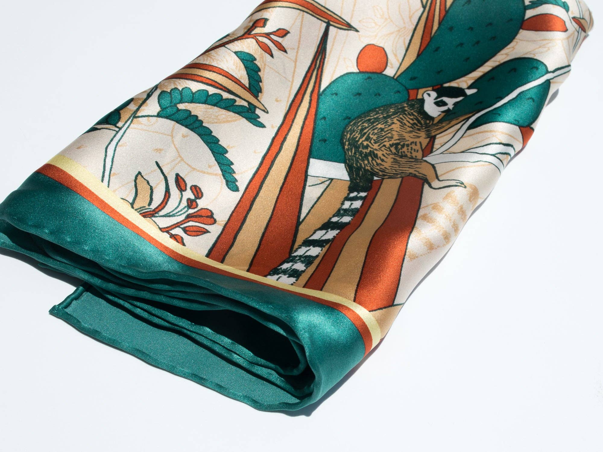 Blaugrün Kaktus "Madagaskar" Seidenbandana - Grün für den Großhandel auf Faire5