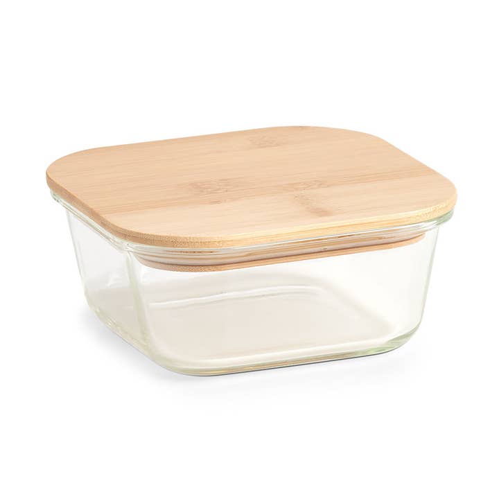 Storage container with bamboo lid, 680ml, glass for wholesale by Zeller Present
