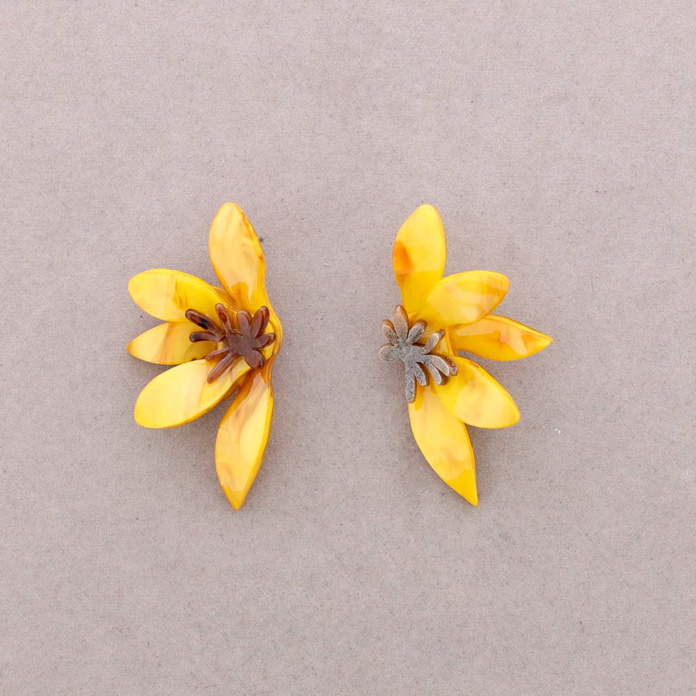 Sonata - Wholesale Snap Jewelry - Half Flower Resin Earrings3