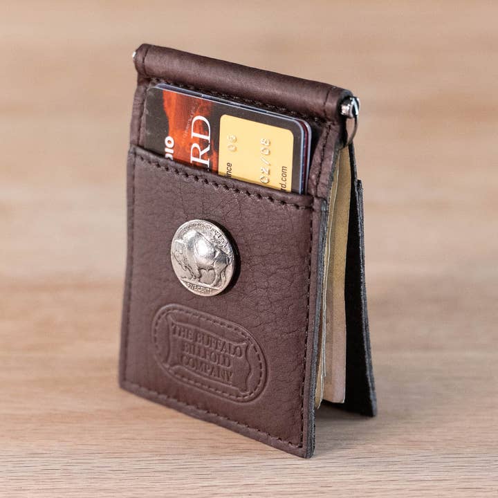 Bison Leather Money Clip Wallet - Genuine Buffalo Nickel for wholesale by Buffalo Billfold Company
