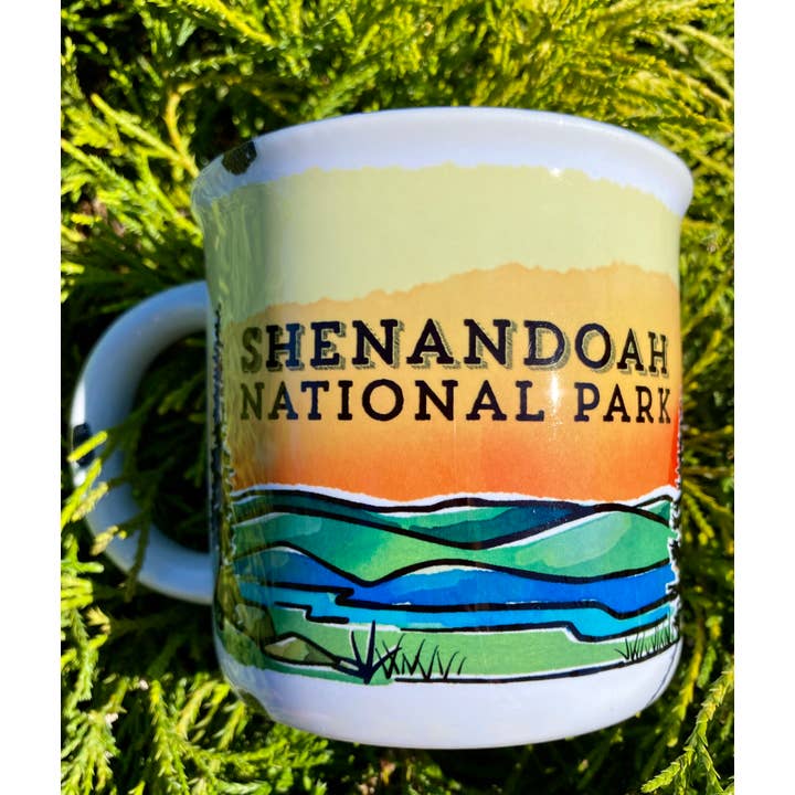 Sweetgum Studio - Wholesale Coffee Mug - Stoneware Distressed Mug with Blue Trim 14 oz.8