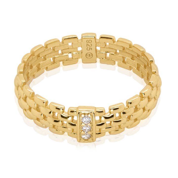 Chunky CZ Panther Link Ring for wholesale by Aurora Jewels