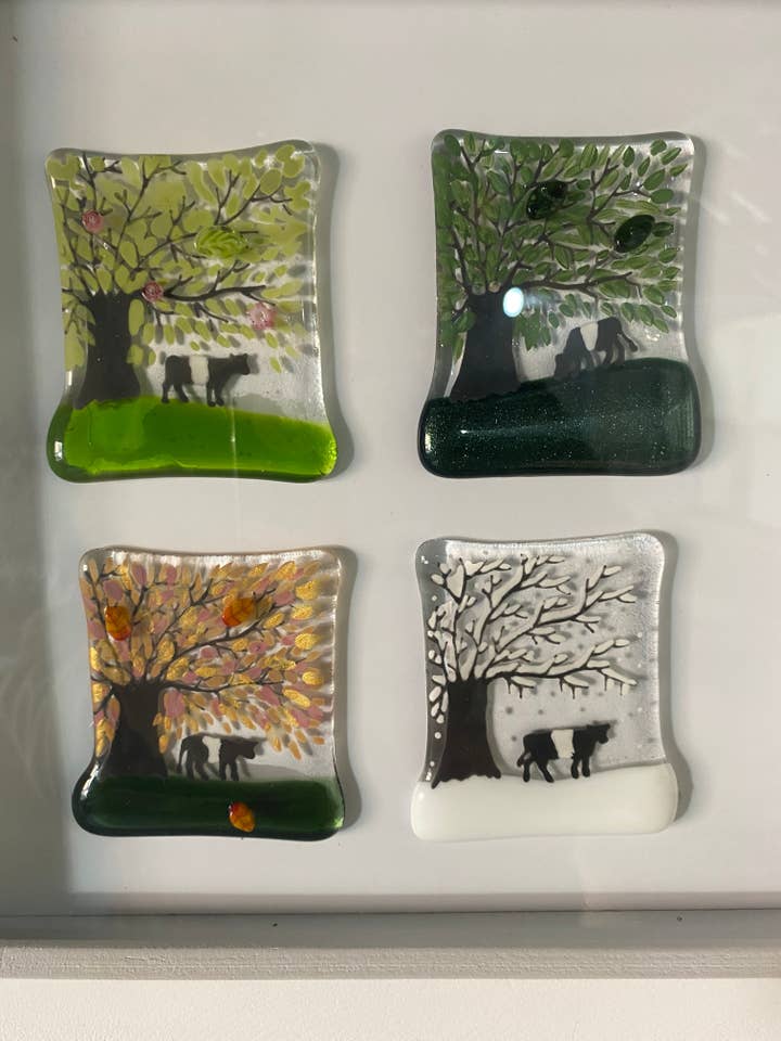 Belted Galloway Four season in Box Frame for wholesale by Ally Glass Studio