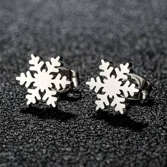 Orecchini a Perno Mini Fiocco di Neve – Gioielli per Feste di Natale in Acciaio Inossidabile Placcato Oro 18K per la vendita all'ingrosso da parte di Huis Van Merken