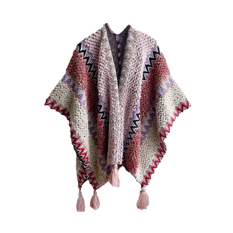 Rosa Clothing - Wholesale Kimono - Women's - Western Colorful Pop stripe Crochet Cardigan kimono shawl12