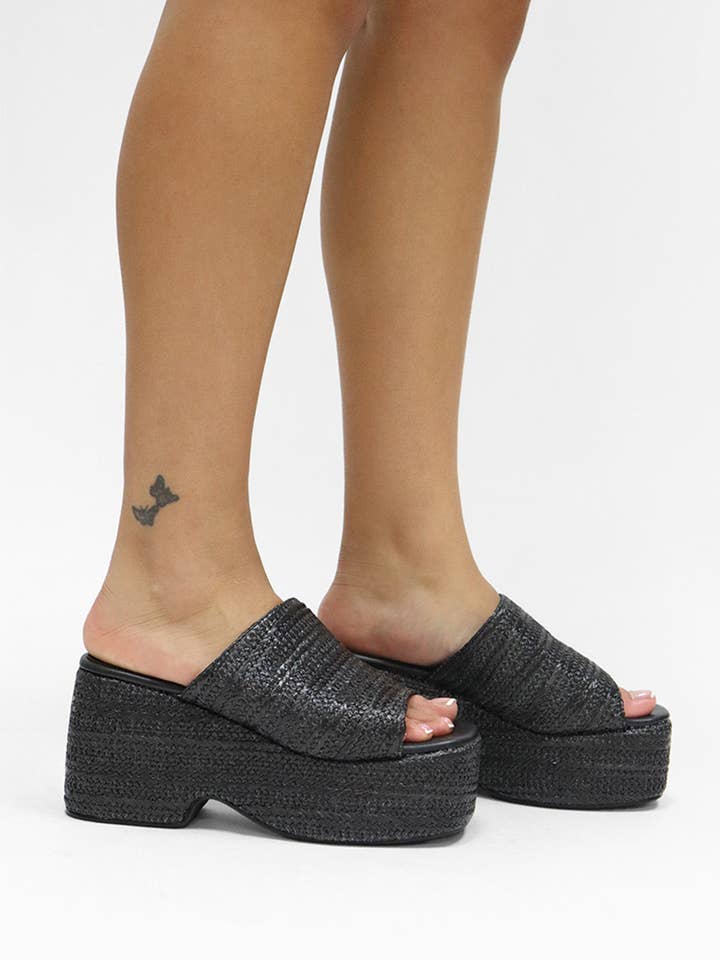 Lemonade Shoes - Wholesale Platform Heels - Women's - MARIE - Raffia Wedge Heel, Chunk Summer Sandal5