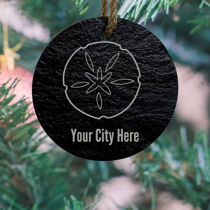 Ornamento de pizarra de dólar de arena personalizado - Ciudad/Estado personalizado para venta al por mayor de Mermaid of Hilton Head