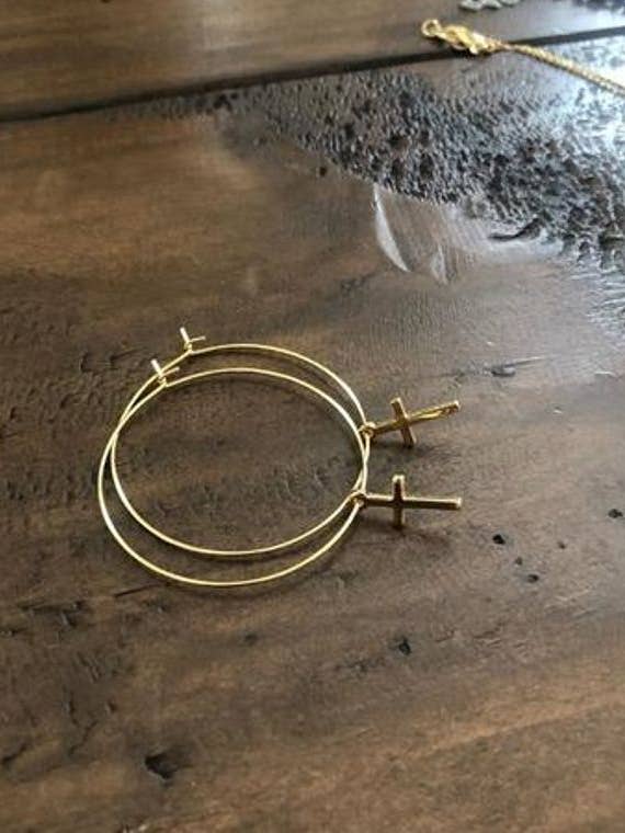 cross dangle hoops for wholesale by bubs & sass