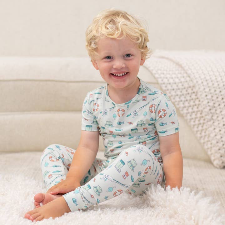 Big Kid Pajama S/S - Cast A Line for wholesale by Sweet Bamboo
