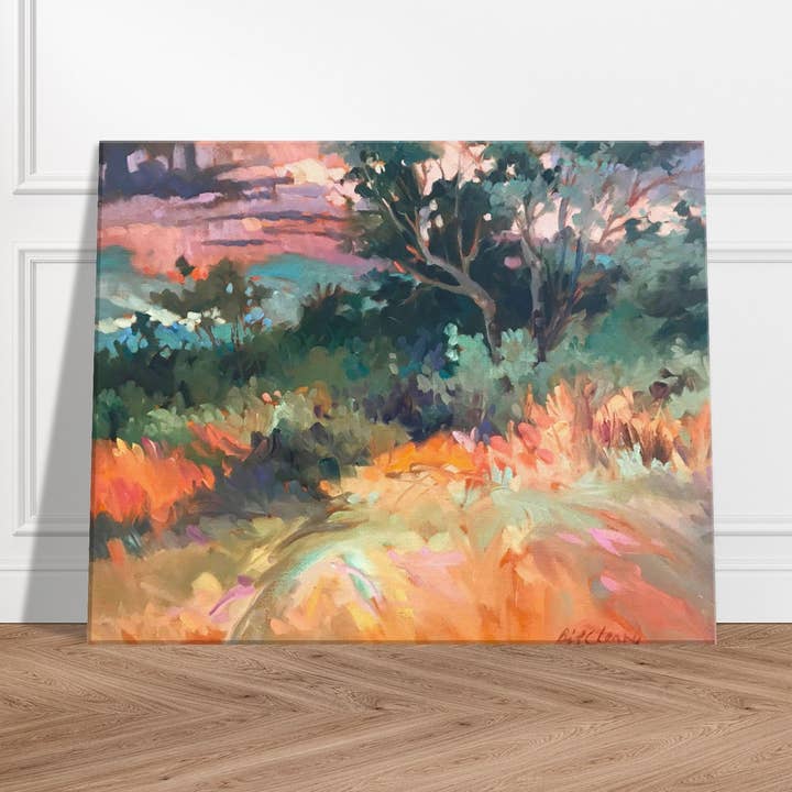 'Blush of Dawn' Landscape I 16x20 inch Art Print on Canvas I Original Artwork by American Artist Barbara Cleary for wholesale by Barbara Cleary Designs