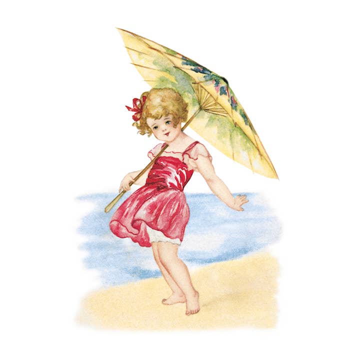 Carte postale plage robe rouge pour la vente par LUDOM EDITION