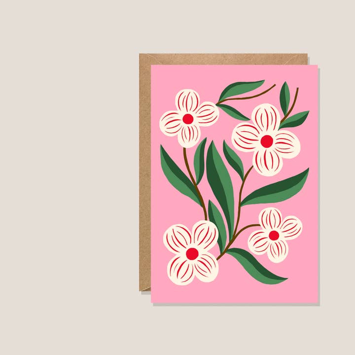 Carte de vœux Fleur de cerisier japonaise pour la vente par Kiran Ravilious