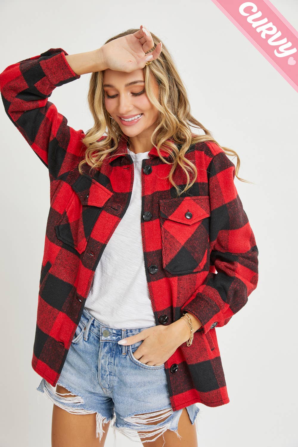 Sweet Lovely by Jen – wholesale Shirt Jacket/Shacket - Women’s – PLUS SIZE FLANNEL OUTEWERAR SHACKET29