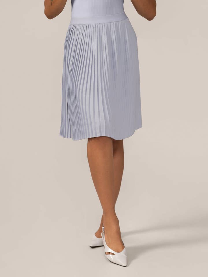 Knee-Length Pleated Skirt In Pastel Blue for wholesale by Rachel