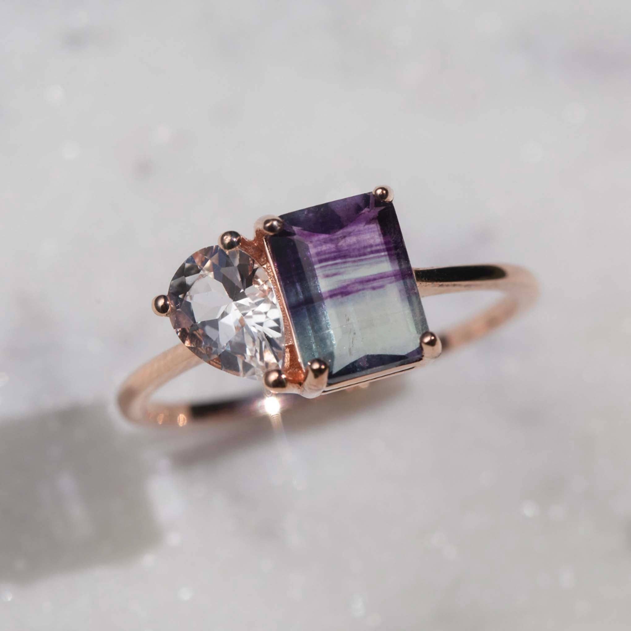 La Kaiser - Wholesale Cocktail/Statement Ring - Rose Gold Fluorite & Topaz Moi and Toi Fairy Kiss Ring2
