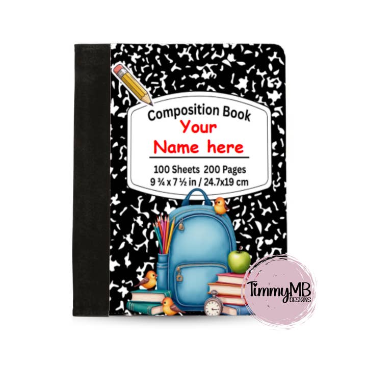 Composition Notebook: Blue Backpack - Custom Notepad Portfolio for wholesale by TimmyMB Designs