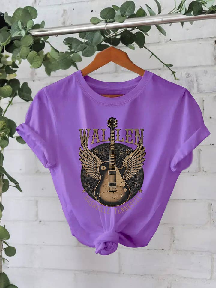 HIDDENBRAND - Wholesale T-Shirt - Women's - Southwestern Country Style Music guitar Graphic tee2