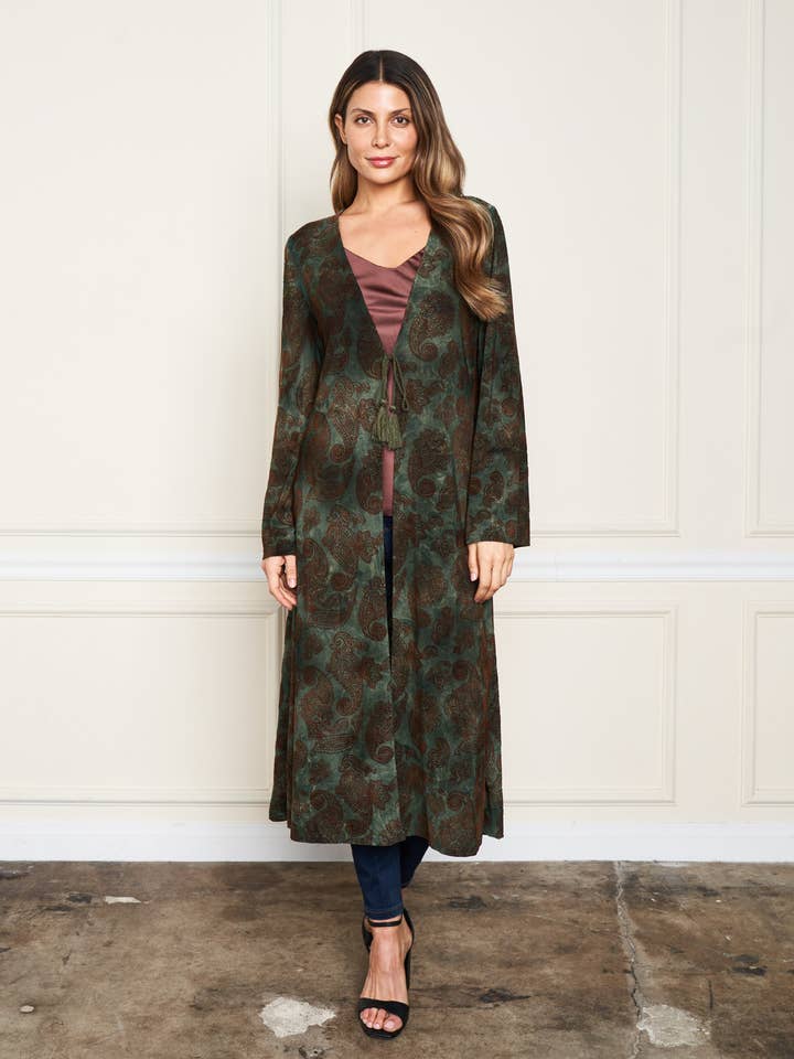 Paparazzi - Wholesale Kimono - Women's - 5705-MAK Flocked ITY Kimono w/ Tie Front5