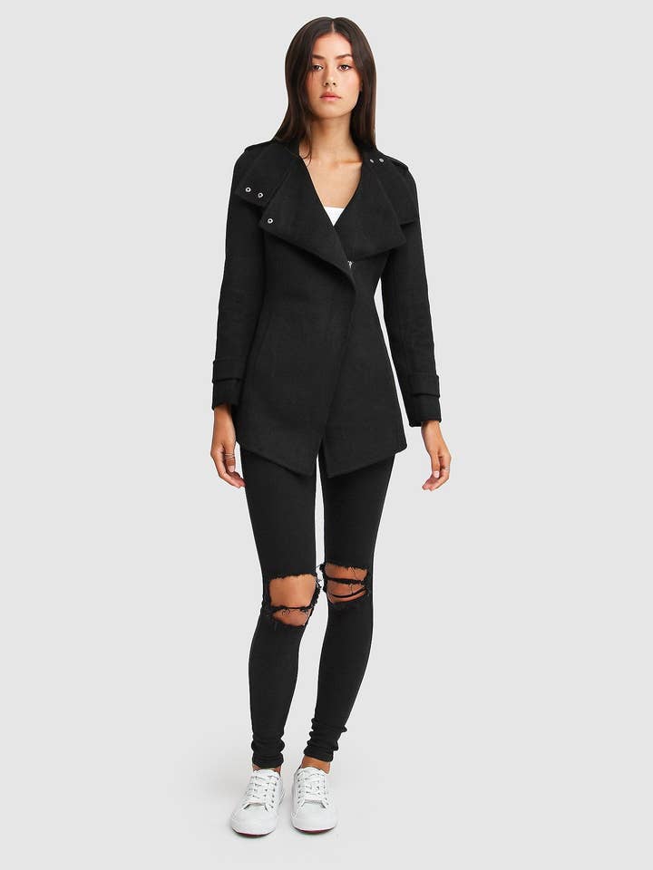 belle & bloom - Wholesale Coat - Women's - NEW FIT Bad Girl Wool Blend Moto Coat