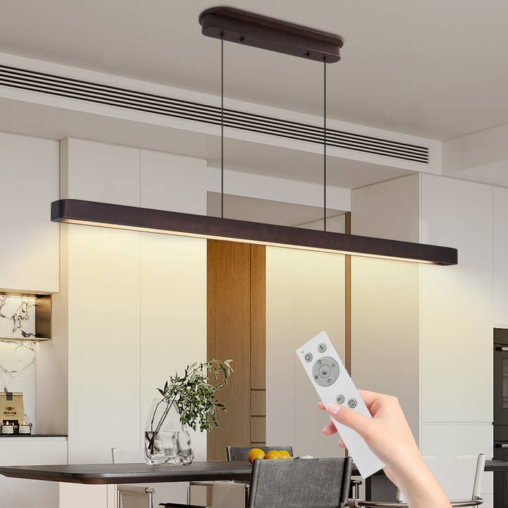 39F Inc. - Vente Lustre/Suspension - Suspension LED moderne en noyer de 51" lampe suspendue réglable1