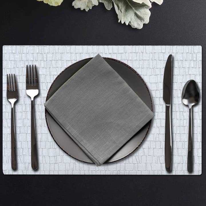 Gray Silver PVC Placemats - Set of 4 and 6 for wholesale on Faire1