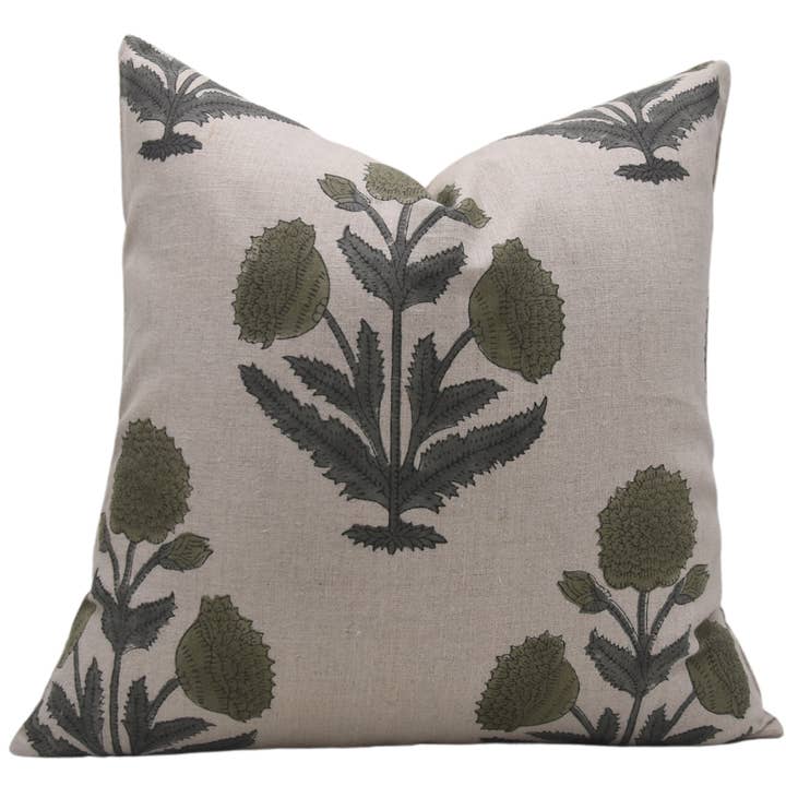 Boheme Bloktrykt Pudebetræk i Ren Linned - Badshah for engroshandel hos Fabdivine