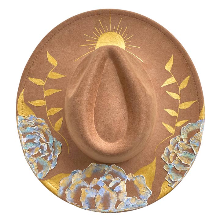 Sunny Day Håndmalet Brændt Hat -Rancher, Fedora, Cowboy for engroshandel hos Sapphire Moon