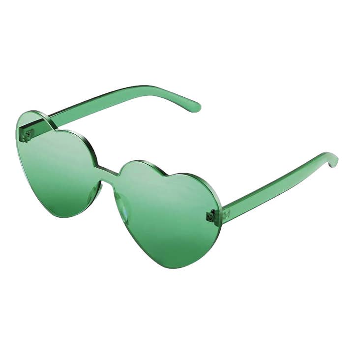 Funcredible – wholesale Sunglasses – Women's – Stylish Green Heart Glasses - Heart-Shaped Sunglasses