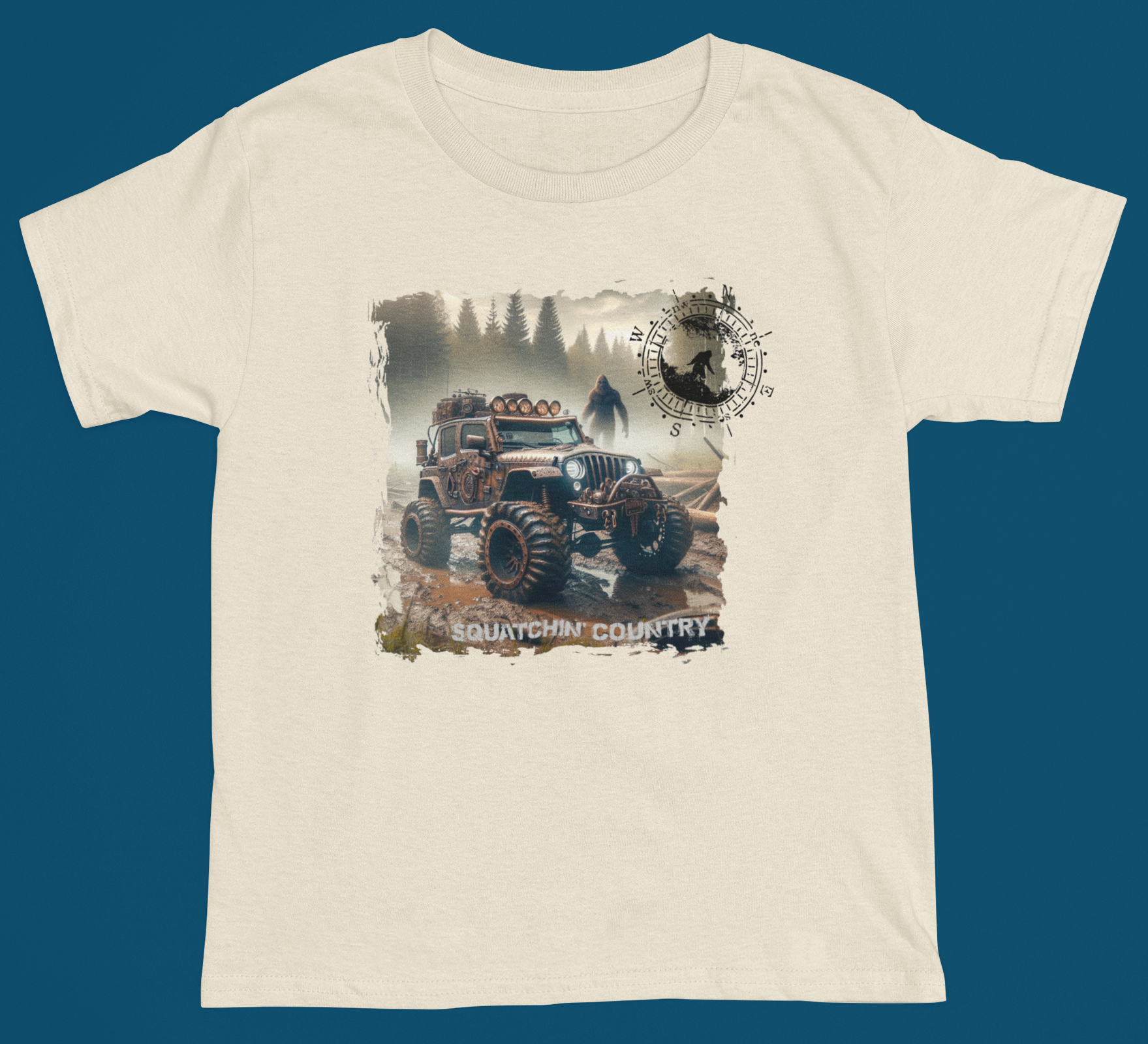 Squatchin’ Country - Wholesale T-Shirt (Graphic) - Men's - Rustic Bigfoot Jeepin Squatchin' Country t-shirt3