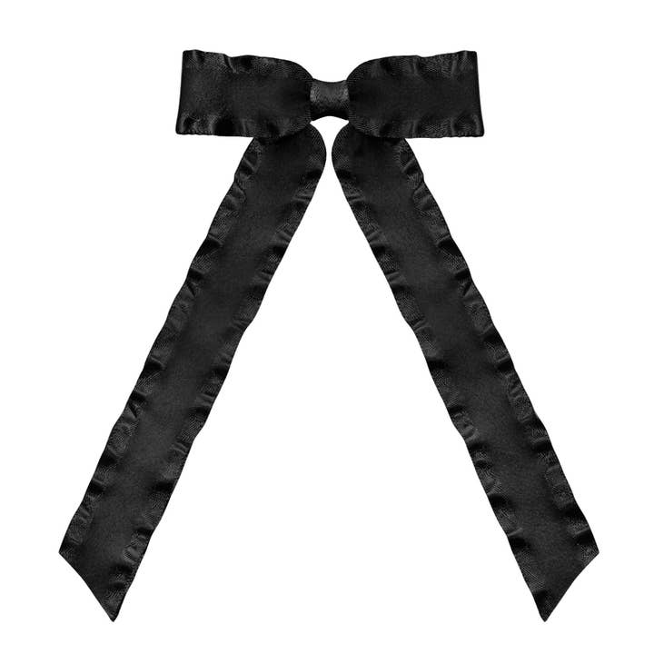 Black Medium Long Tail Ruffle Hair Clips for wholesale by Verity Jones London