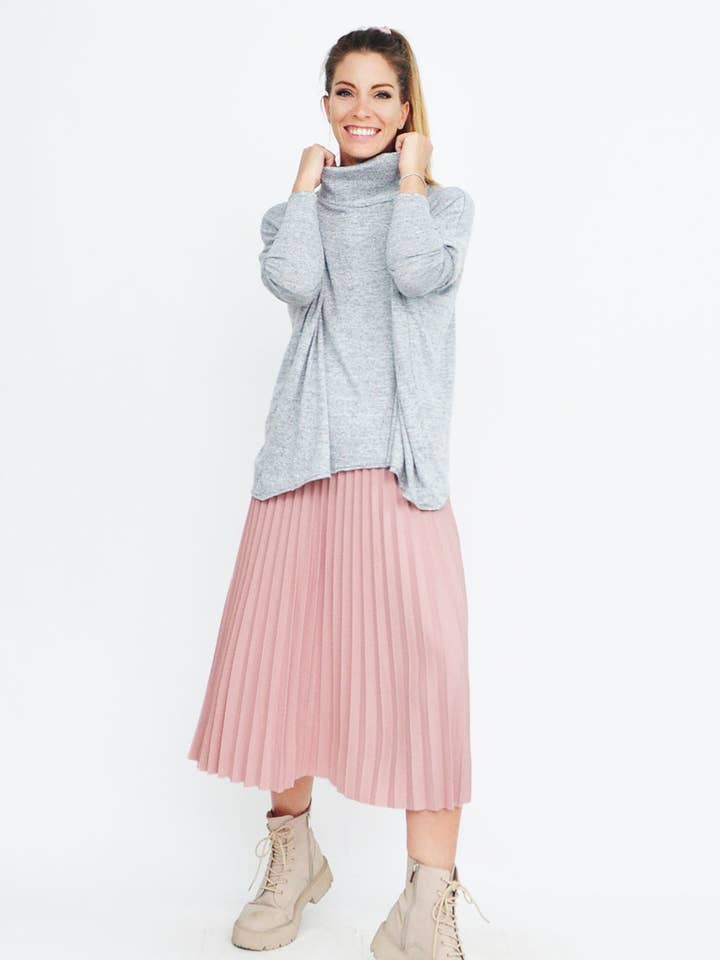 Jupe midi plissée rose pour la vente par Kalimera Clothing Athens