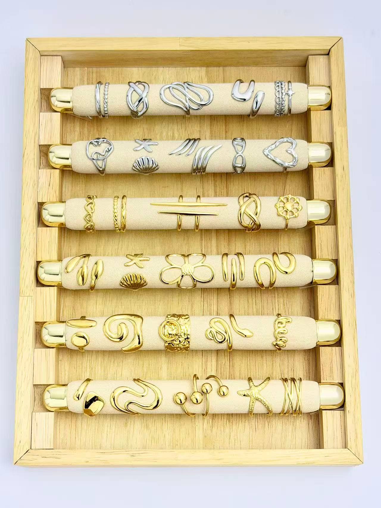 COSMOS - Wholesale Jewelry Set - Set of 30 assorted trendy adjustable rings in stainless steel1