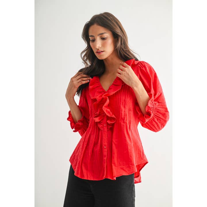 Camellia - Wholesale Blouse - Women's - FLOWING RUFFLED BLOUSE2