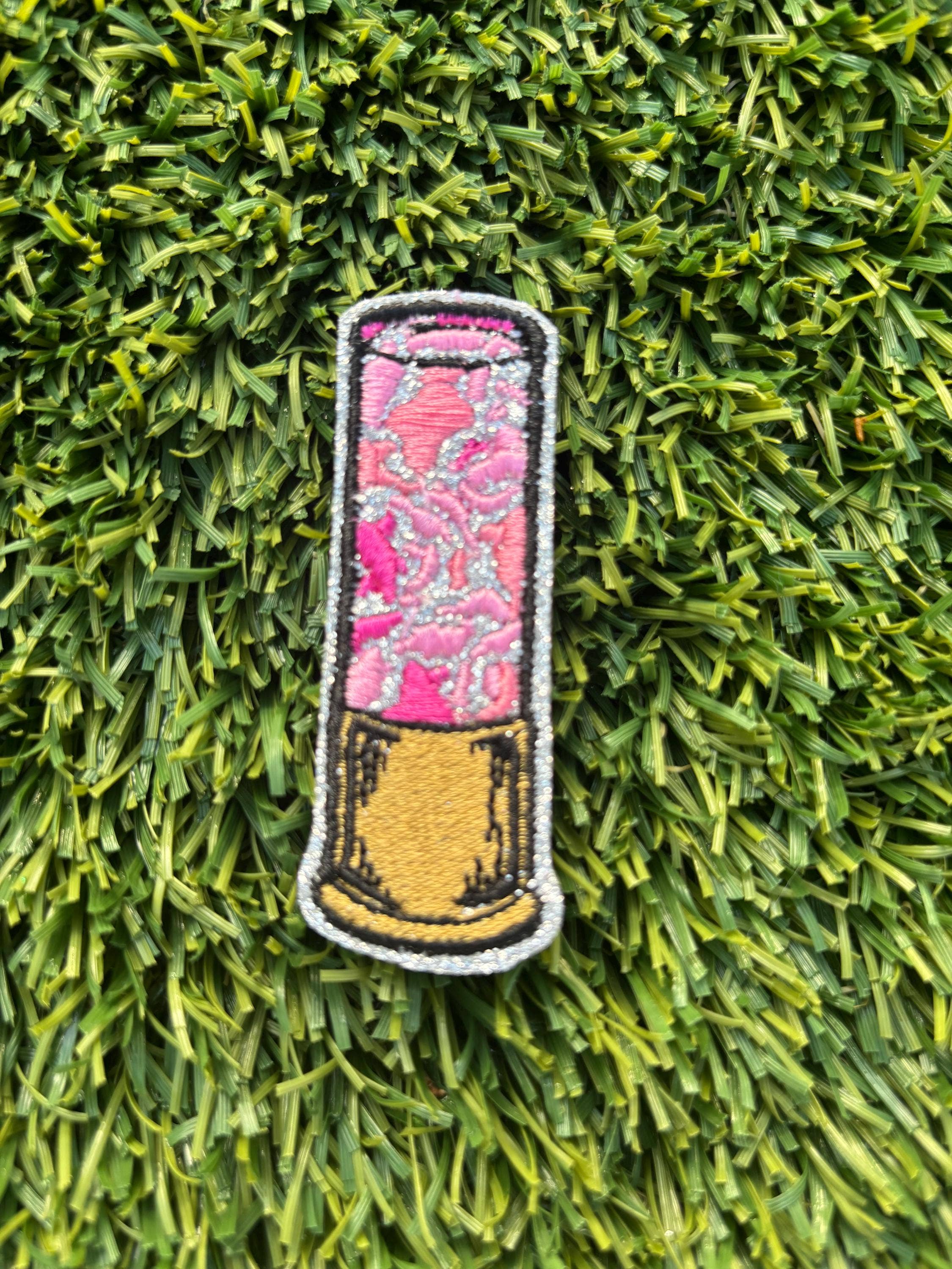 Eric Hill Designs, LLC - Wholesale Patch - Camo Shot Gun Shell Glitter Embroidered Patch2