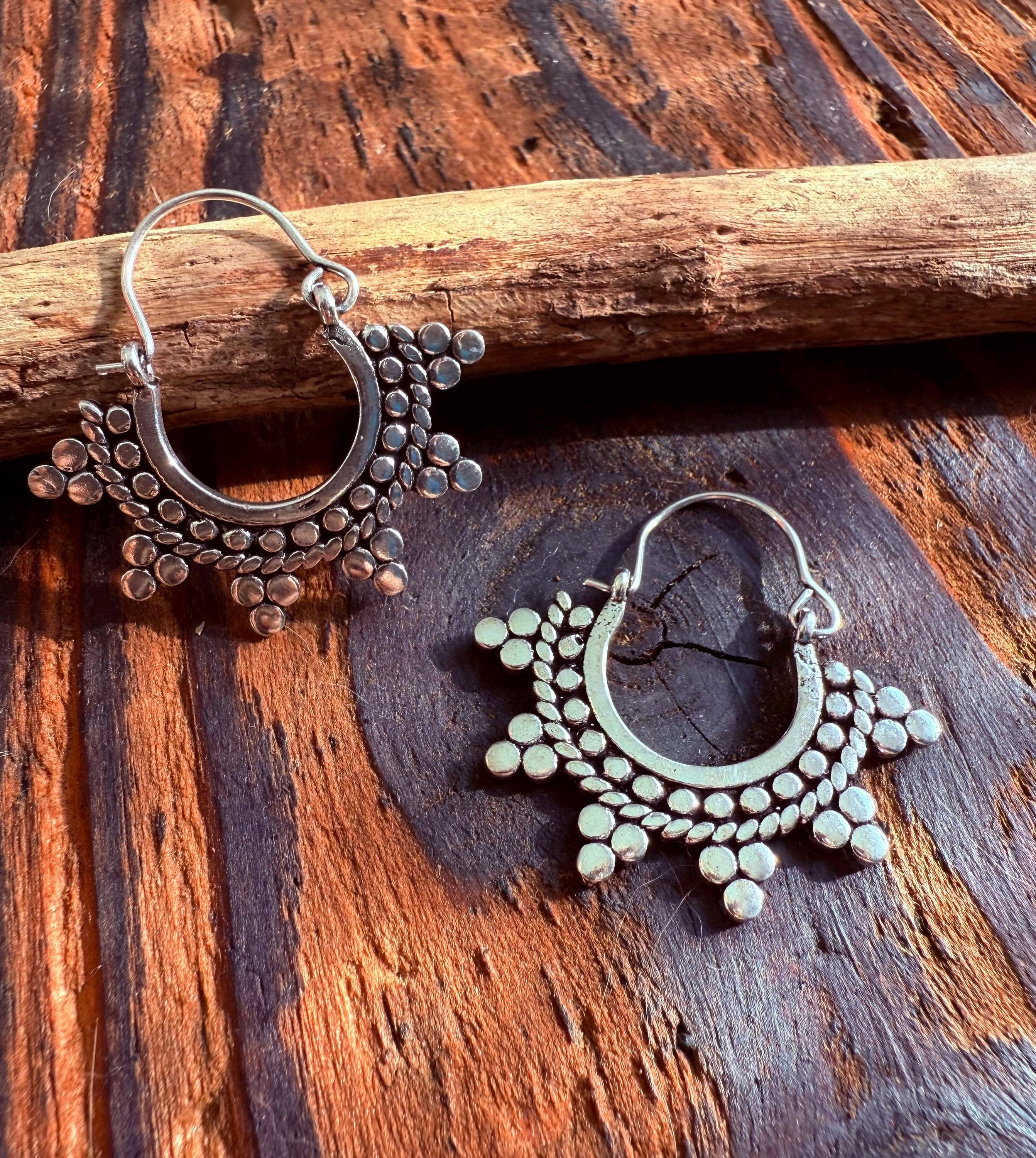 Kaali Boutique – wholesale Hoop earrings – Mini Afghani Silver Hoop Earrings / Boho / Ethnic / Rustic / Yoga / Hippie / Gypsy /Bohemian5