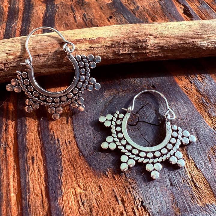 Kaali Boutique – wholesale Hoop earrings – Mini Afghani Silver Hoop Earrings / Boho / Ethnic / Rustic / Yoga / Hippie / Gypsy /Bohemian5